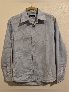 7 Diamonds Men's M Blue Pinstripe Jacquard 100% Cotton Button Down Shirt